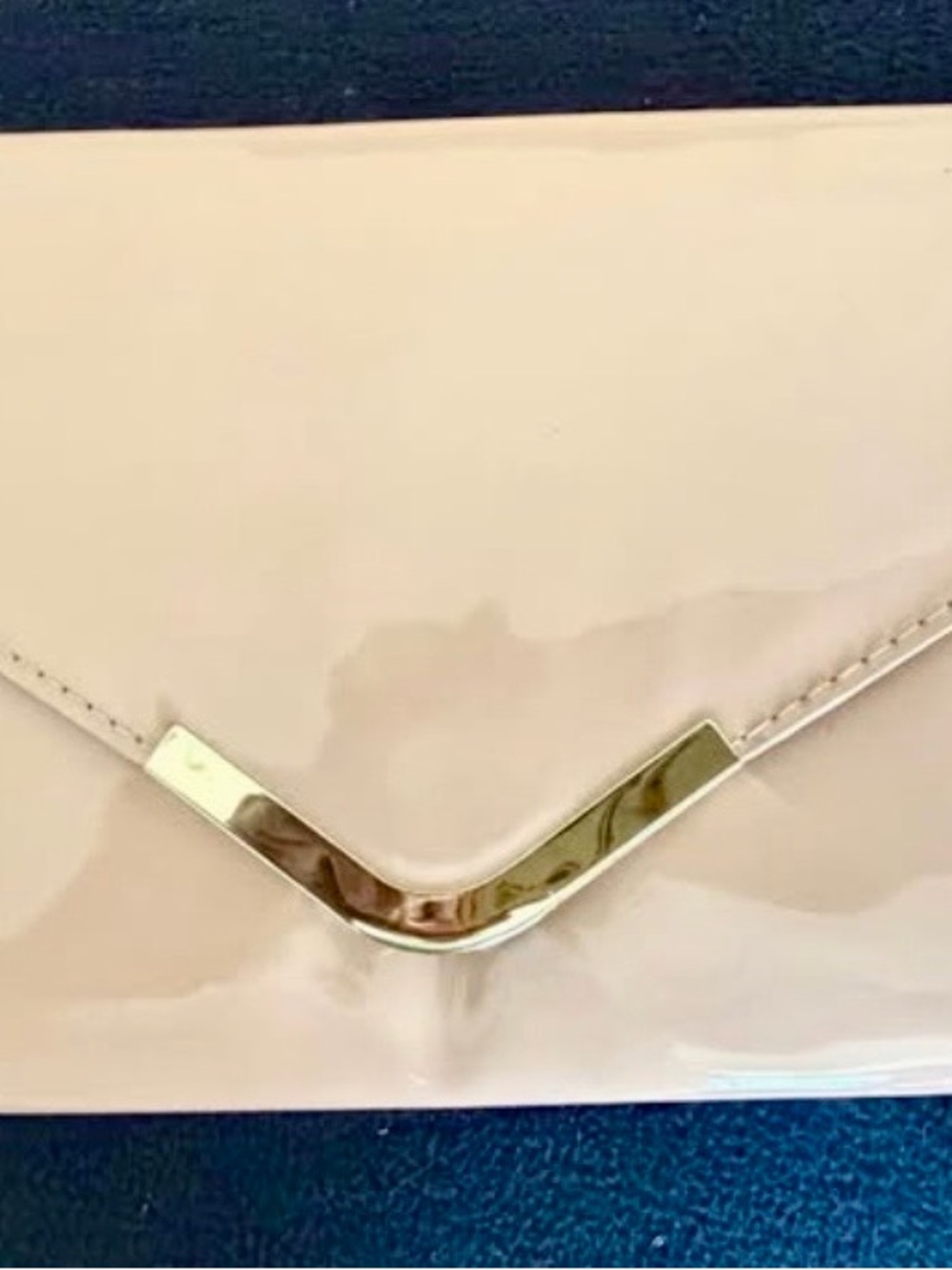 Stylish Patent Envelope Clutch in Light Pink with Gold Accent